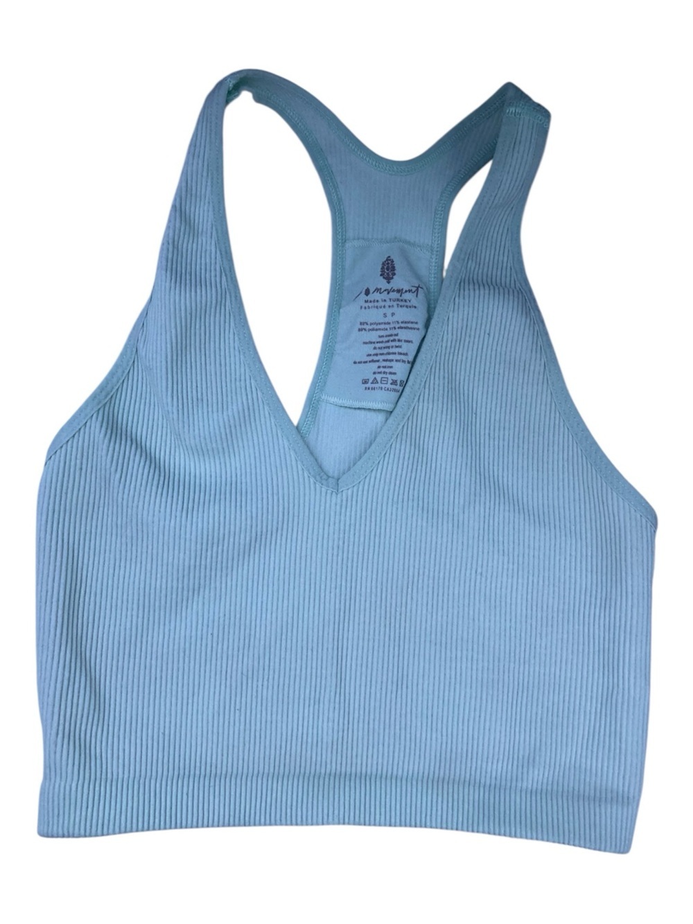 Seamless Ribbed Racerback Bralette in Light Blue - Picture 4 of 5